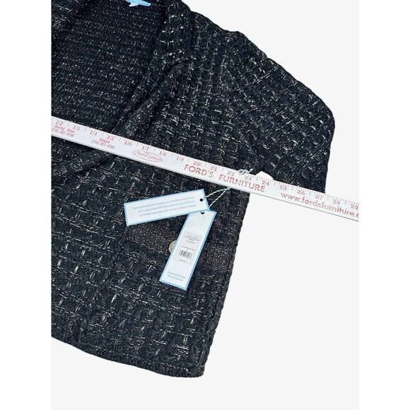 NWT Draper James Metallic Yarn Cardigan With Blazer Details XL Black Gold Chic - Picture 7 of 9